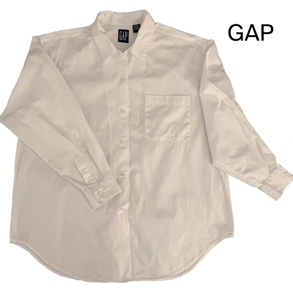 Gap White Long Sleeve Button Down Shirt Size Medium